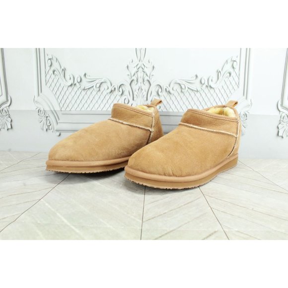 LL Bean Brown Suede Shearling Lined Wicked Good Slippers Ankle Boots 9 M - Picture 2 of 9